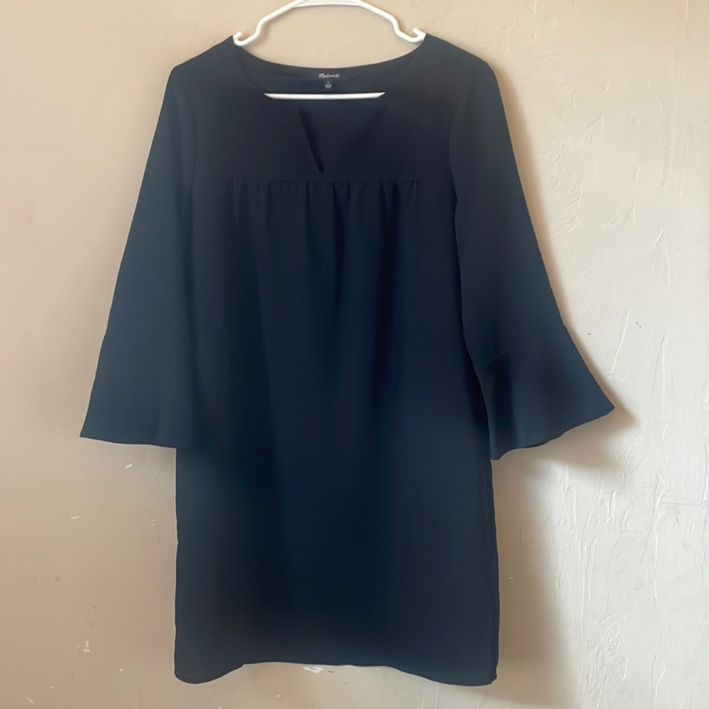 Madewell Black Starland Bell Sleeve Dress! Small